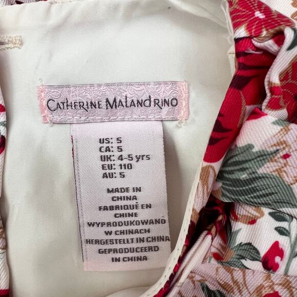 Catherine Malandrino Dress Girls 5 Ivory Floral Velvet Holiday Lined Cap Sleeve - Picture 8 of 9